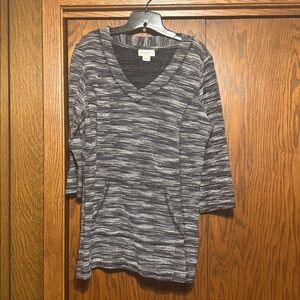 Chic Striped V-Neck sweater Poncho